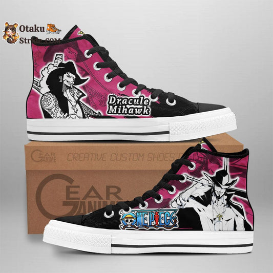 Custom Anime Sneakers Featuring Dracule Mihawk from One Piece Manga – High Top Shoes Mix