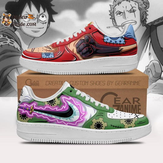 Custom Anime Sneakers Featuring Luffy and Zoro from Wano Arc