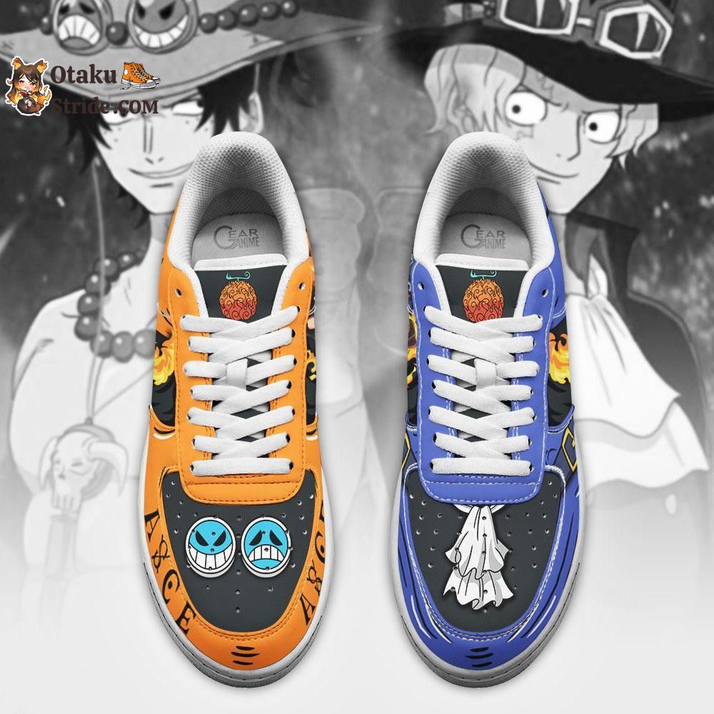 Custom Anime Sneakers Featuring Portgas Ace, Sabo, and Mera Mera from One Piece