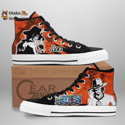 Custom Anime Sneakers Featuring Portgas D. Ace from One Piece Manga