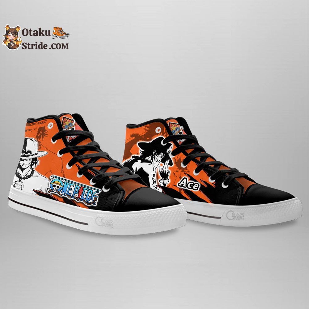 Custom Anime Sneakers Featuring Portgas D. Ace from One Piece Manga