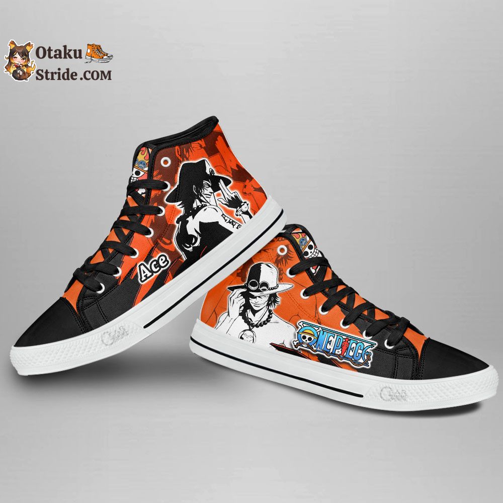 Custom Anime Sneakers Featuring Portgas D. Ace from One Piece Manga