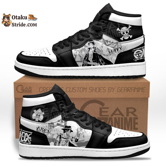 Custom Luffy and Ace Sneakers – One Piece Manga Style