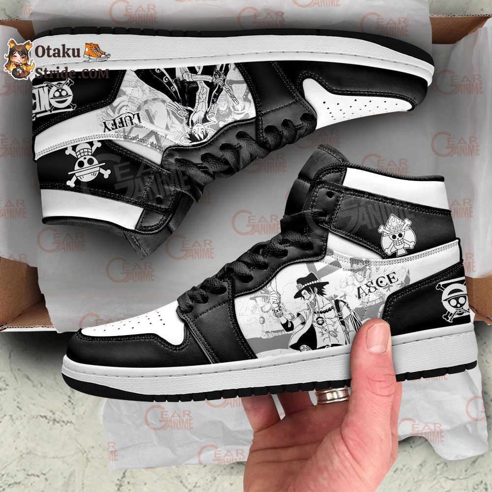 Custom Luffy and Ace Sneakers – One Piece Manga Style