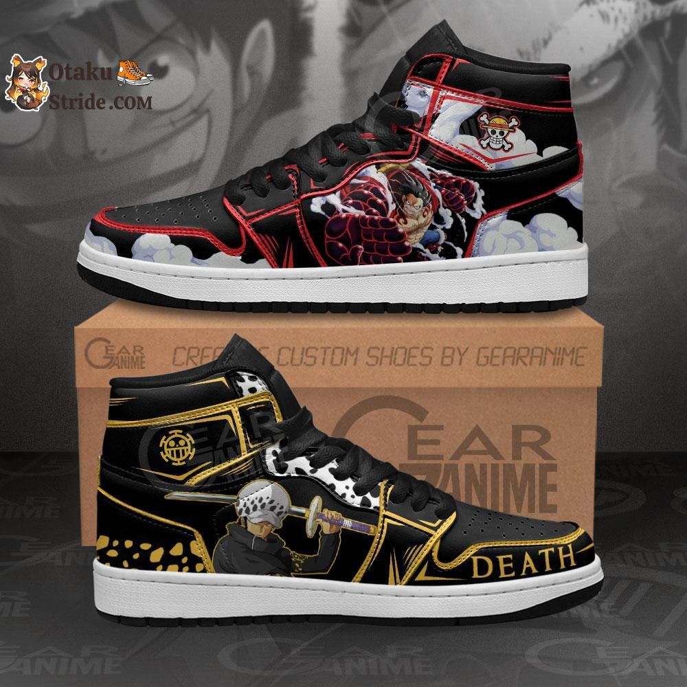 Custom Luffy and Trafalgar Law Anime Sneakers – One Piece Shoes for Friends