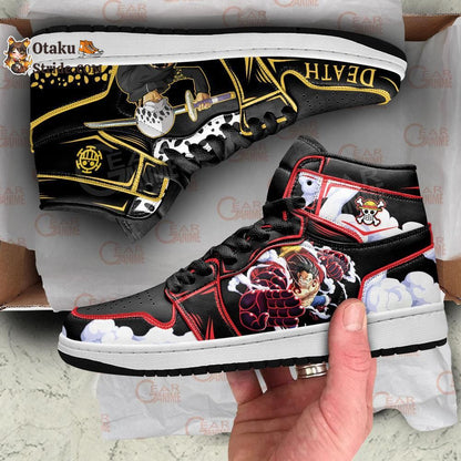 Custom Luffy and Trafalgar Law Anime Sneakers – One Piece Shoes for Friends