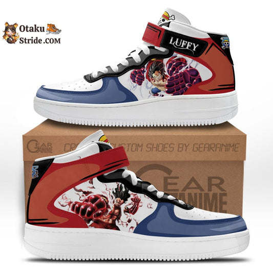 Custom Luffy Gear 4 Anime Sneakers – One Piece Air Mid Shoes