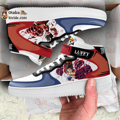 Custom Luffy Gear 4 Anime Sneakers – One Piece Air Mid Shoes