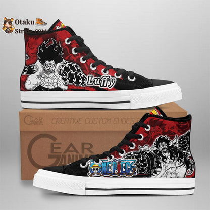 Custom Luffy Gear 4 High Top Anime Sneakers – One Piece Manga Mix Design