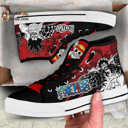 Custom Luffy Gear 4 High Top Anime Sneakers – One Piece Manga Mix Design