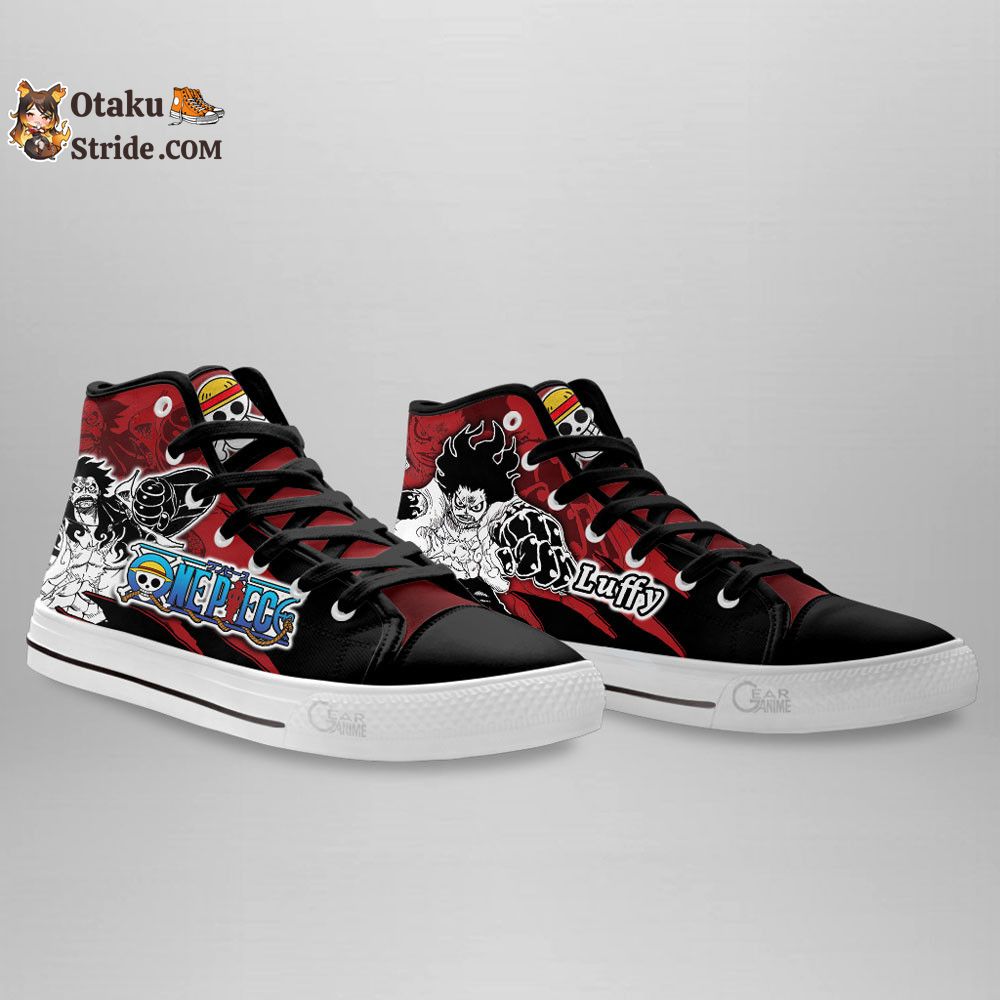 Custom Luffy Gear 4 High Top Anime Sneakers – One Piece Manga Mix Design