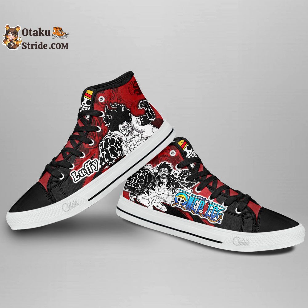 Custom Luffy Gear 4 High Top Anime Sneakers – One Piece Manga Mix Design