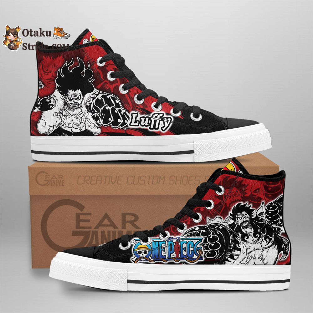 Custom Luffy Gear 4 High Top Anime Sneakers – One Piece Manga Mix Design