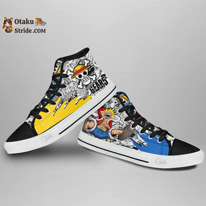 Custom Luffy Gear 5 High Top Anime Sneakers – Nika Joy Boy One Piece Shoes