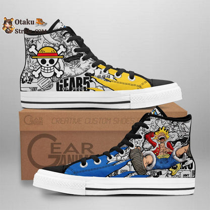 Custom Luffy Gear 5 High Top Anime Sneakers – Nika Joy Boy One Piece Shoes