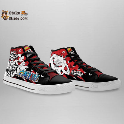 Custom Luffy Gear 5 High Top Anime Sneakers – One Piece Manga Mix Design