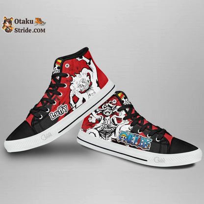 Custom Luffy Gear 5 High Top Anime Sneakers – One Piece Manga Mix Design