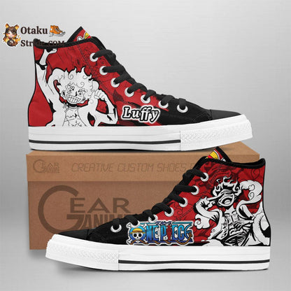 Custom Luffy Gear 5 High Top Anime Sneakers – One Piece Manga Mix Design