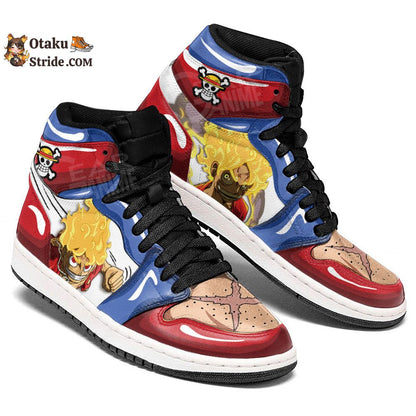 Custom Luffy Gear 5 Sneakers – One Piece Anime Shoes for Fans