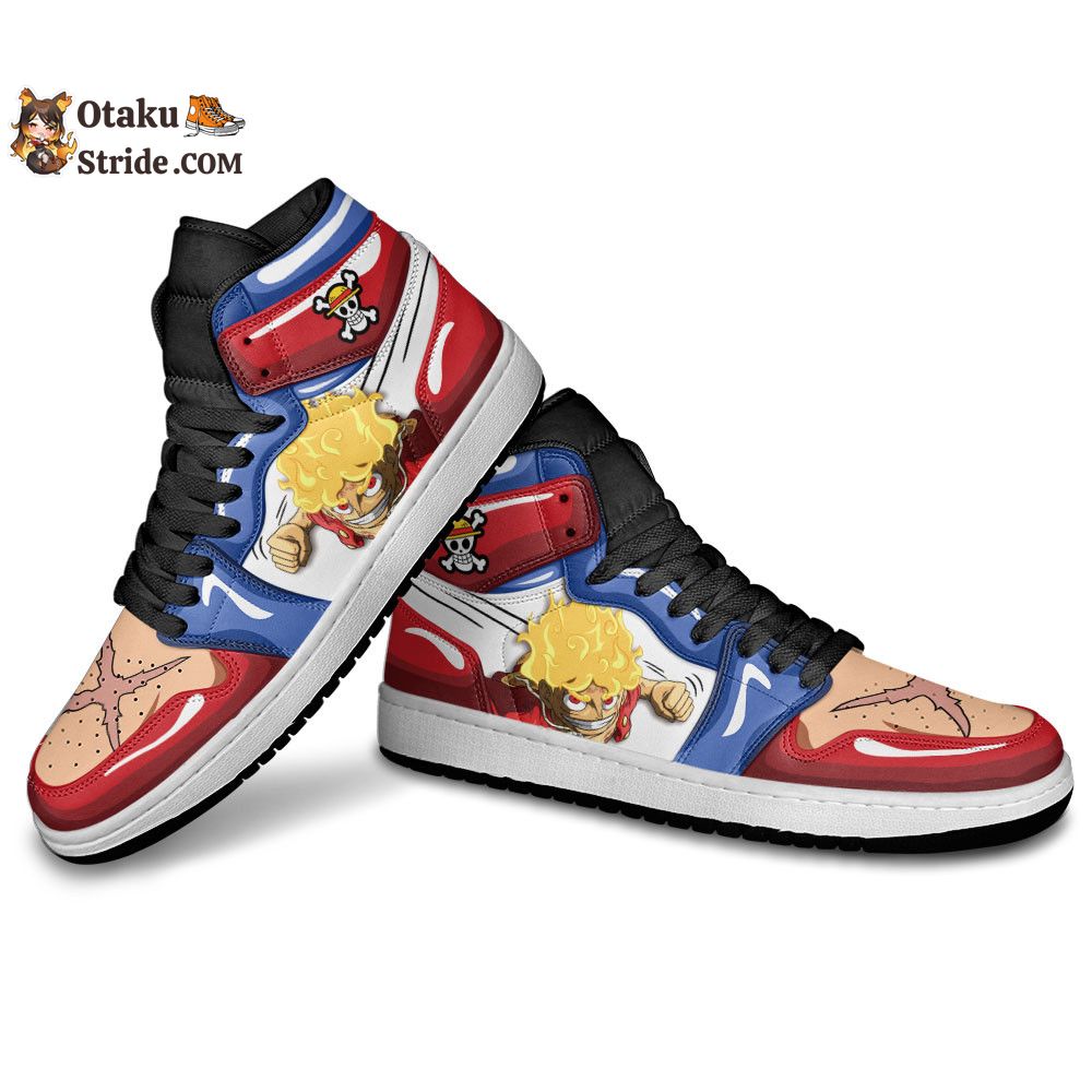 Custom Luffy Gear 5 Sneakers – One Piece Anime Shoes for Fans