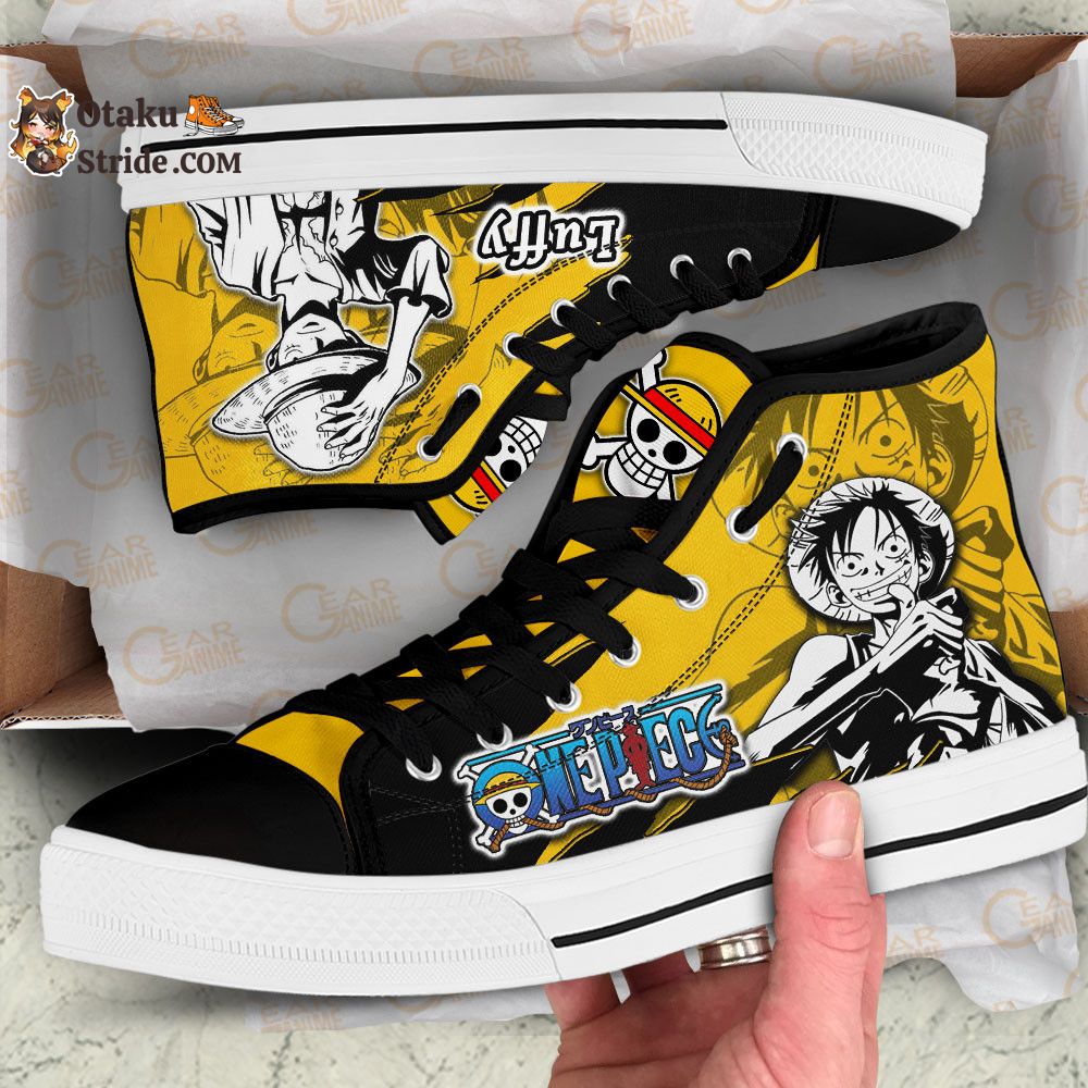 Custom Luffy High Top Anime Sneakers – One Piece Manga Mix Design