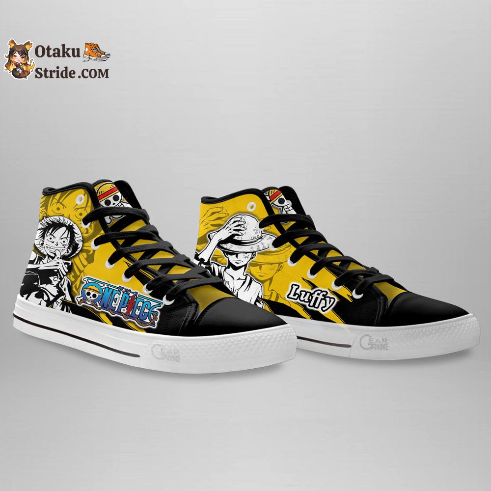 Custom Luffy High Top Anime Sneakers – One Piece Manga Mix Design