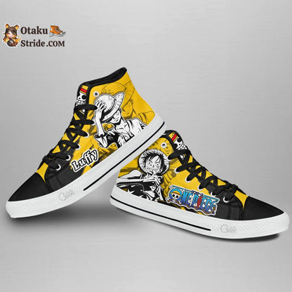 Custom Luffy High Top Anime Sneakers – One Piece Manga Mix Design