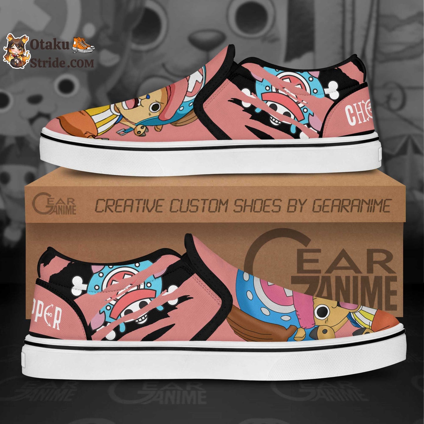 Custom One Piece Anime Chopper Slip On Sneakers – Unique Printed Footwear