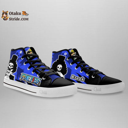 Custom One Piece Anime High Top Sneakers – Brook Manga Mix Footwear