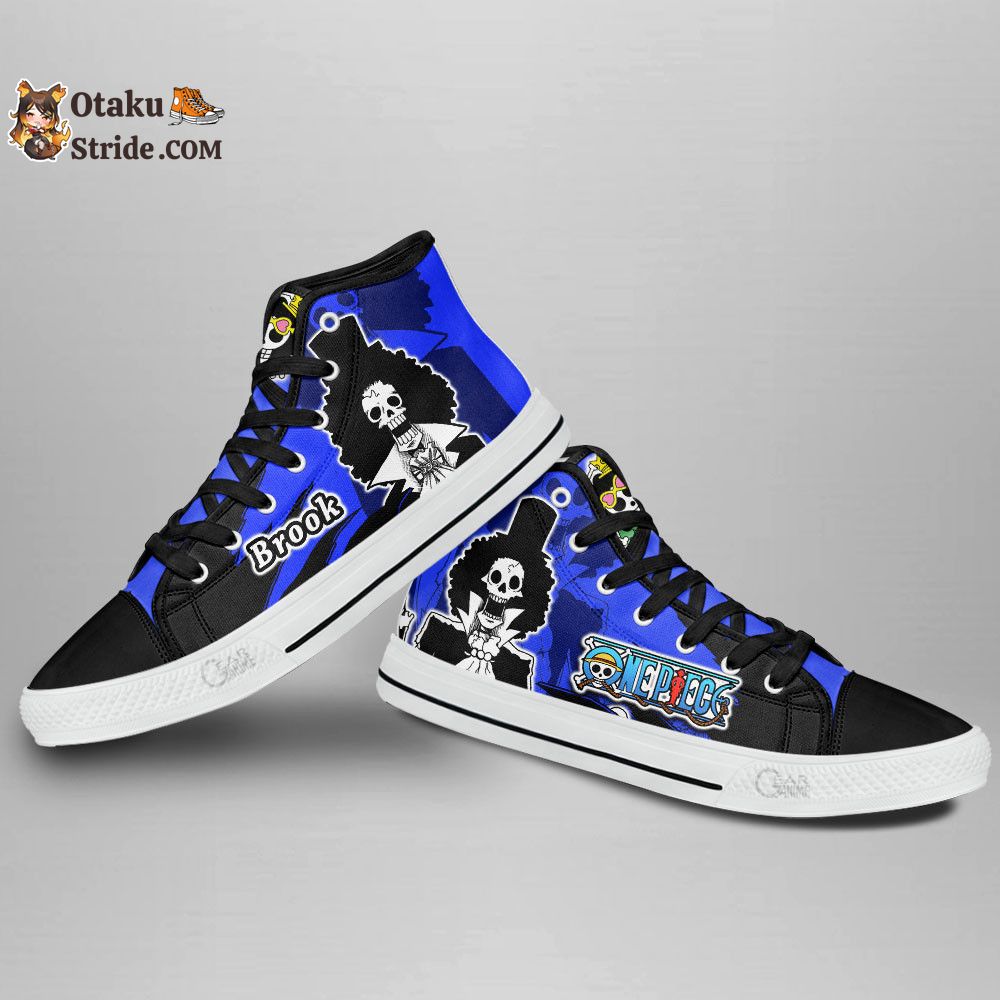 Custom One Piece Anime High Top Sneakers – Brook Manga Mix Footwear