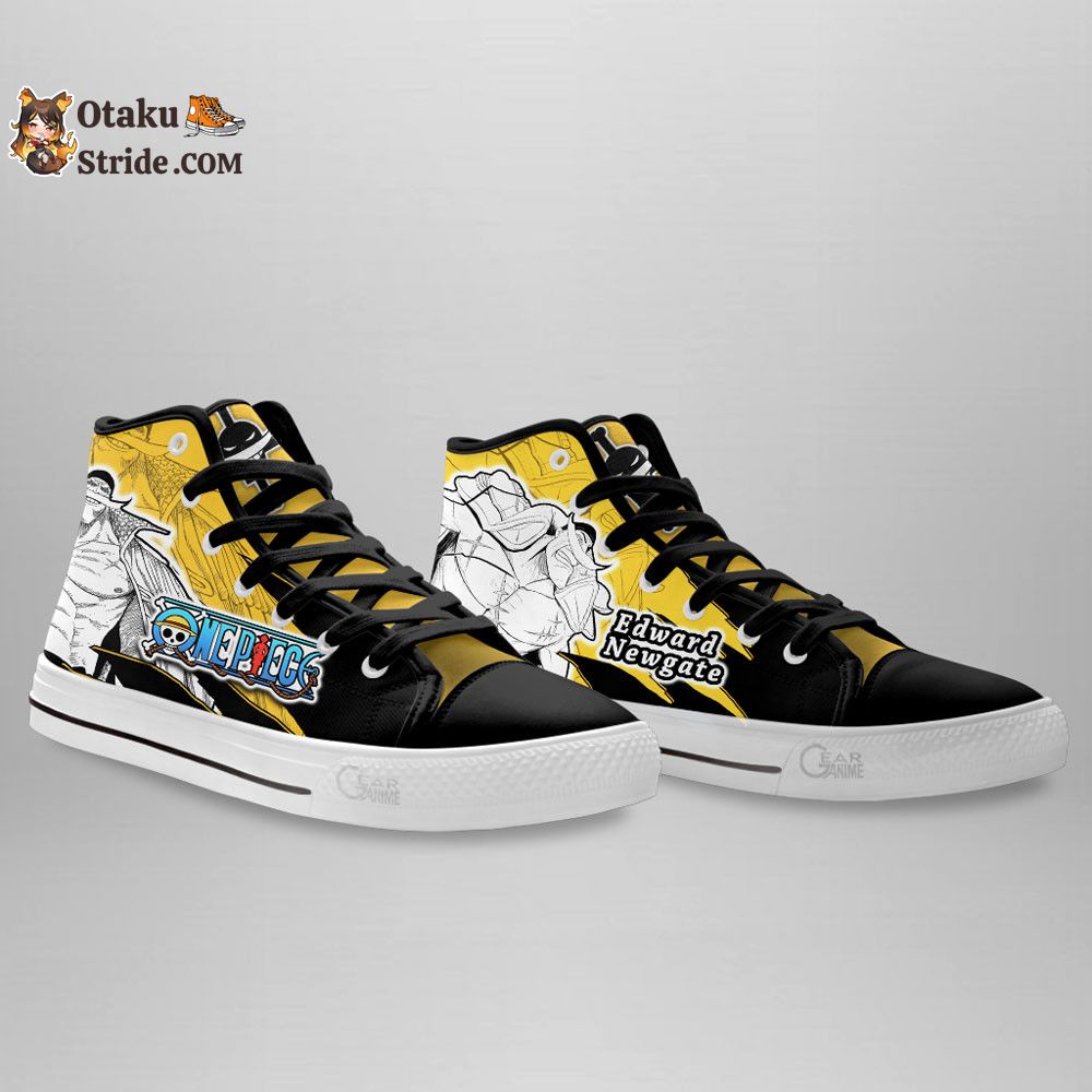 Custom One Piece Anime High Top Sneakers – Edward Newgate Manga Mix Footwear