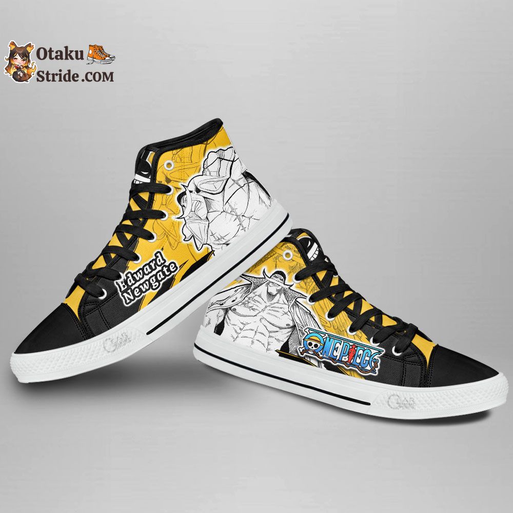 Custom One Piece Anime High Top Sneakers – Edward Newgate Manga Mix Footwear