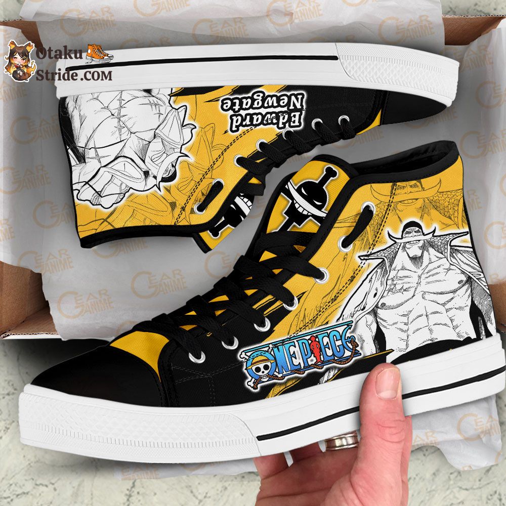 Custom One Piece Anime High Top Sneakers – Edward Newgate Manga Mix Footwear