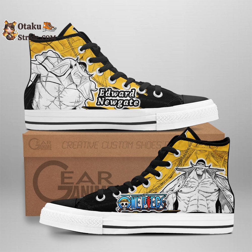 Custom One Piece Anime High Top Sneakers – Edward Newgate Manga Mix Footwear