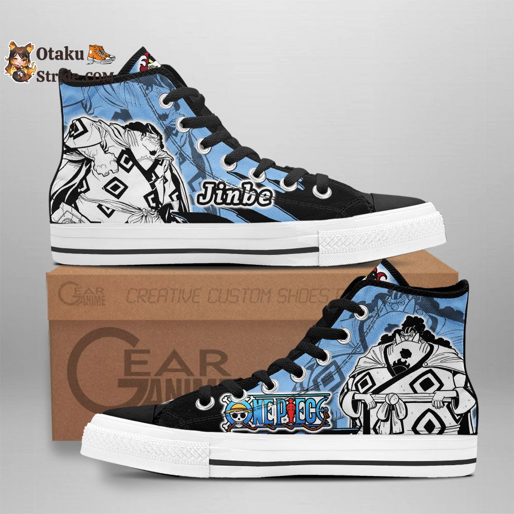 Custom One Piece Anime High Top Sneakers – Jinbe Manga Mix Footwear