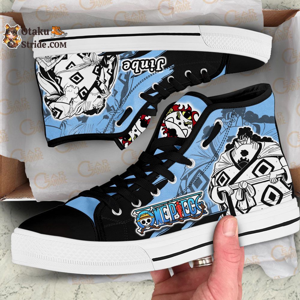 Custom One Piece Anime High Top Sneakers – Jinbe Manga Mix Footwear