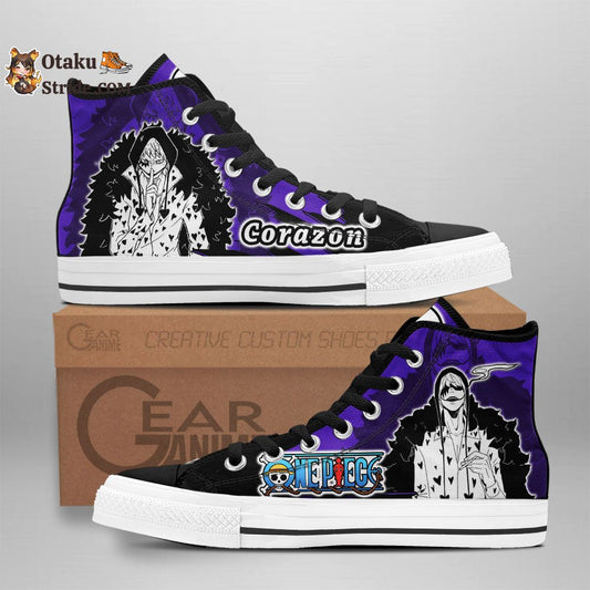 Custom One Piece Anime High Top Sneakers with Donquixote Rosinante Design