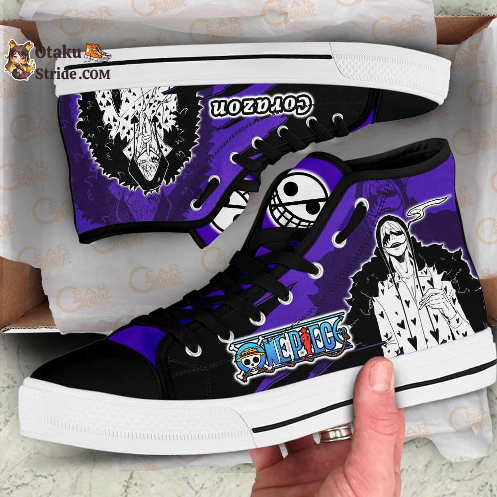 Custom One Piece Anime High Top Sneakers with Donquixote Rosinante Design
