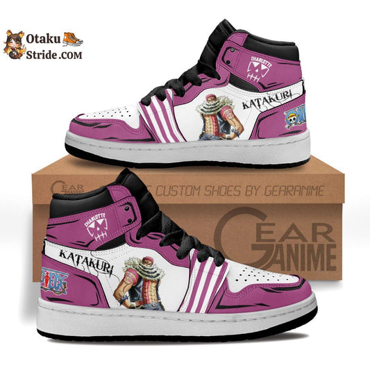 Custom One Piece Anime Kids Sneakers Featuring Charlotte Katakuri Design