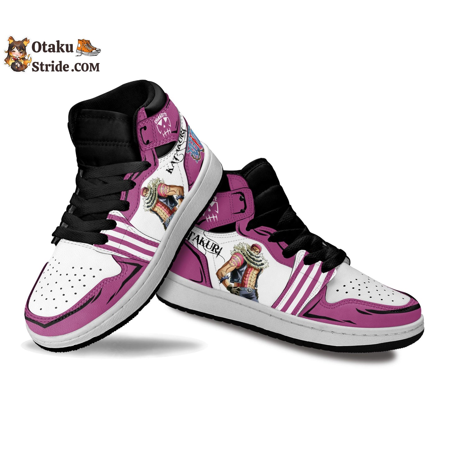 Custom One Piece Anime Kids Sneakers Featuring Charlotte Katakuri Design