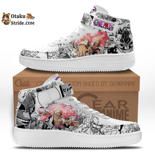 Custom One Piece Anime Shoes – Doflamingo Sneakers Air Mid Mix Manga Design