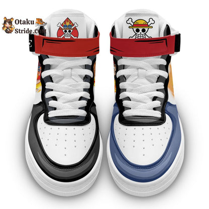 Custom One Piece Anime Sneakers – Ace and Luffy Air Mid Shoes