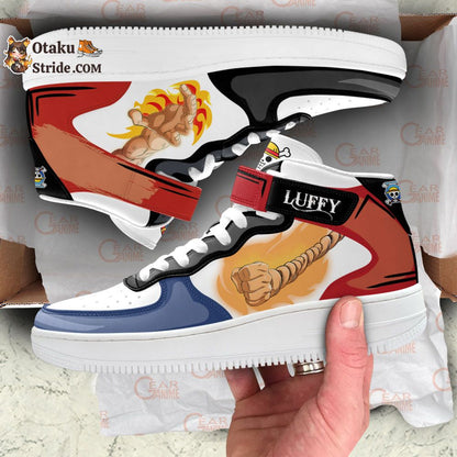 Custom One Piece Anime Sneakers – Ace and Luffy Air Mid Shoes