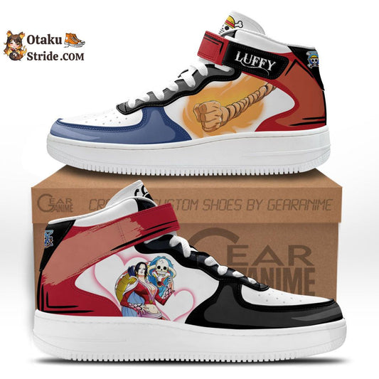 Custom One Piece Anime Sneakers – Boa and Luffy Air Mid Shoes