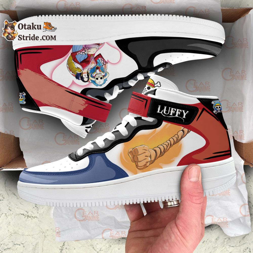 Custom One Piece Anime Sneakers – Boa and Luffy Air Mid Shoes