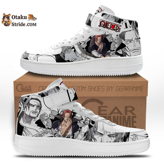 Custom One Piece Anime Sneakers – Shanks Air Mid Shoes with Manga Mix Design