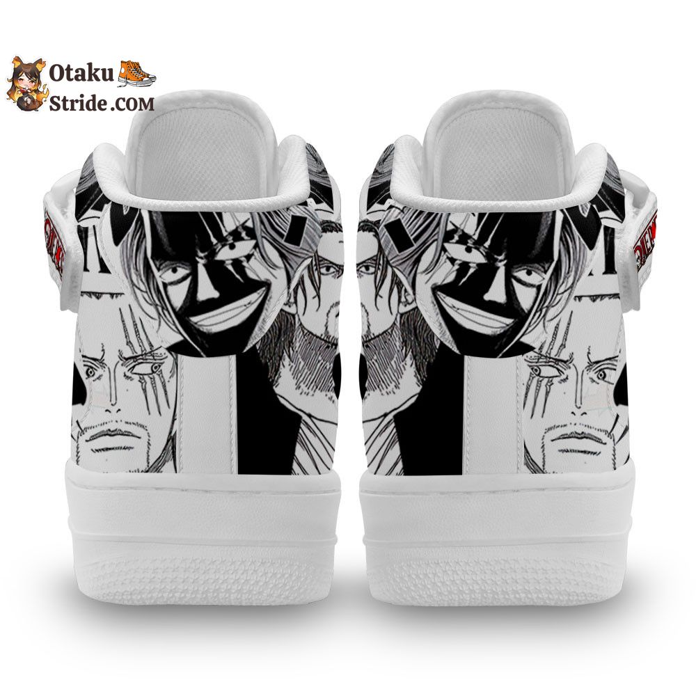 Custom One Piece Anime Sneakers – Shanks Air Mid Shoes with Manga Mix Design