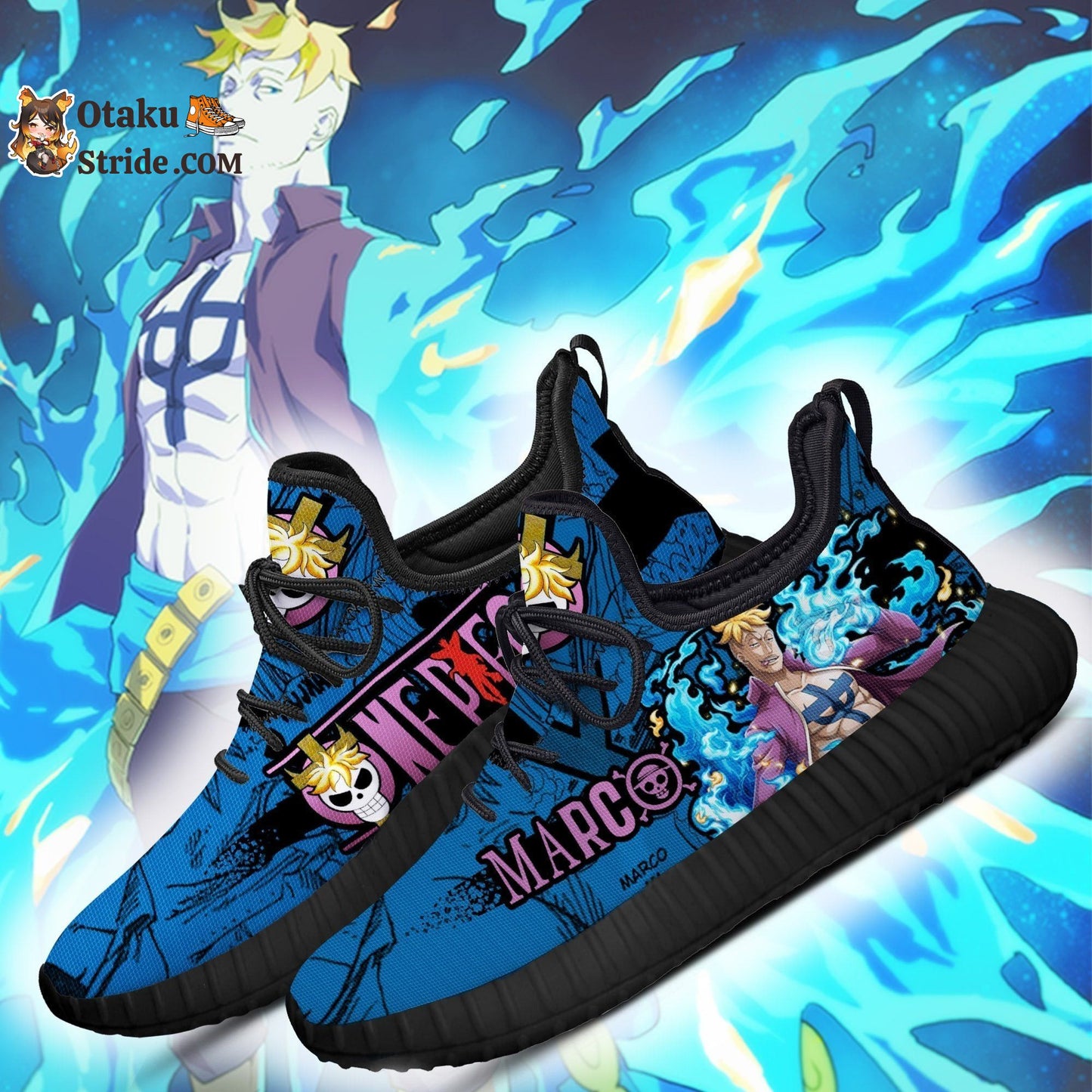 Custom One Piece Anime Sneakers Featuring Marco Reze Design – Unique Footwear for Anime Fans