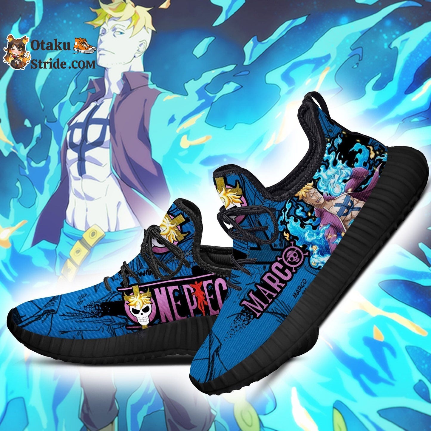 Custom One Piece Anime Sneakers Featuring Marco Reze Design – Unique Footwear for Anime Fans