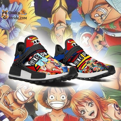 Custom One Piece Anime Sneakers with Characters Printed